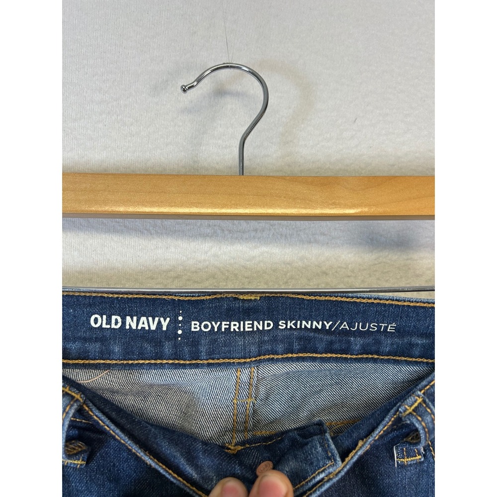 Casual Old Navy Womens 6 Blue Boyfriend Skinny Mid Rise Stretch Denim Jeans - Picture 3 of 11